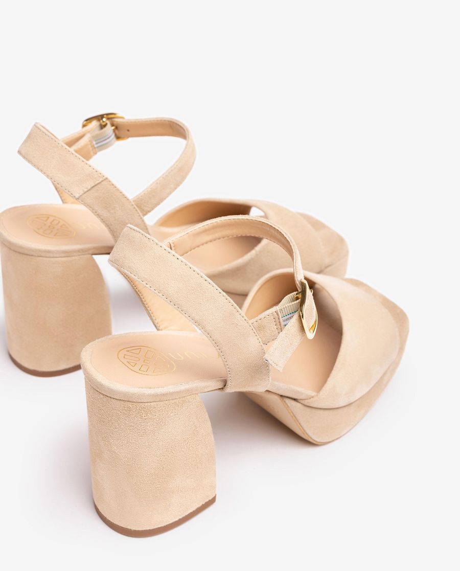 Unisa Mujer Sandalia de ante y tacón ancho - Beige