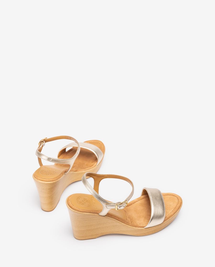 Unisa Mujer Sandalia con bloque-cuña efecto madera - Oro