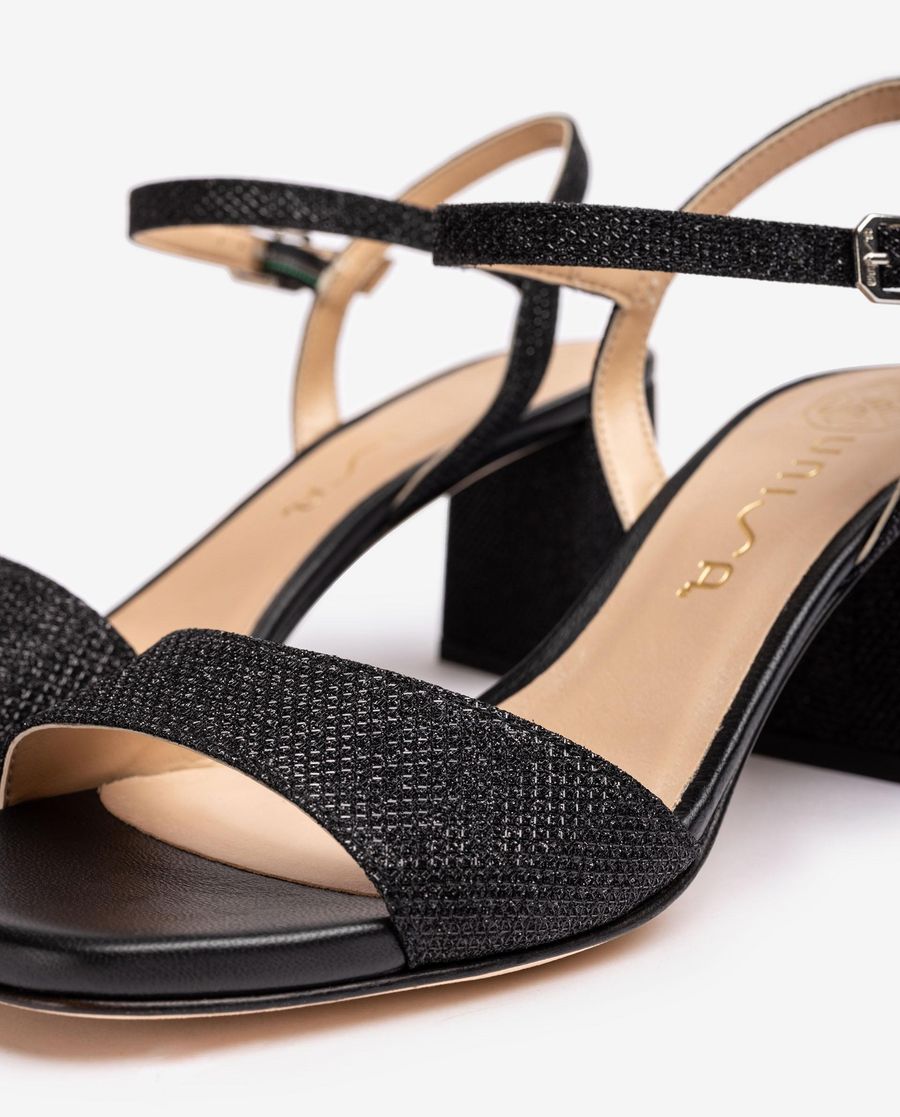 Unisa Mujer Sandalia en tejido brillante - Negro