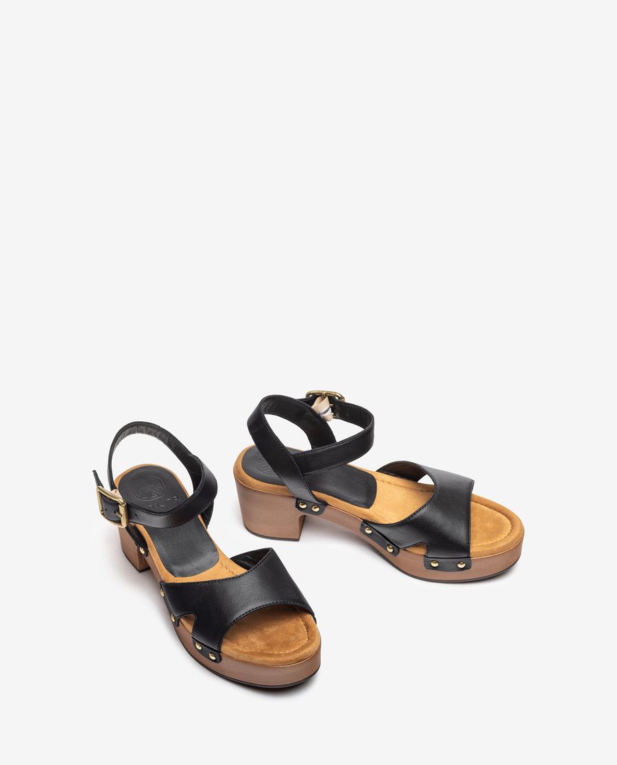 Unisa Mujer Sandalia de piel con bloque - Negro