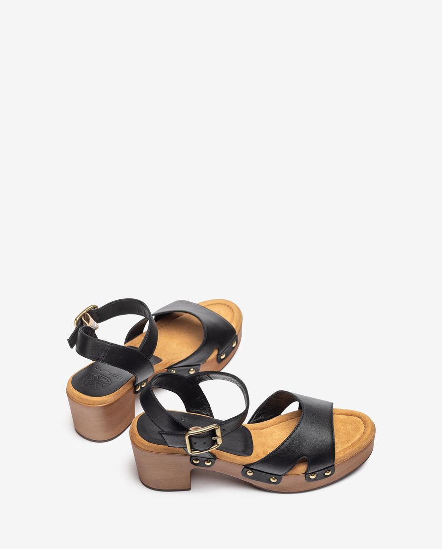 Unisa Mujer Sandalia de piel con bloque - Negro