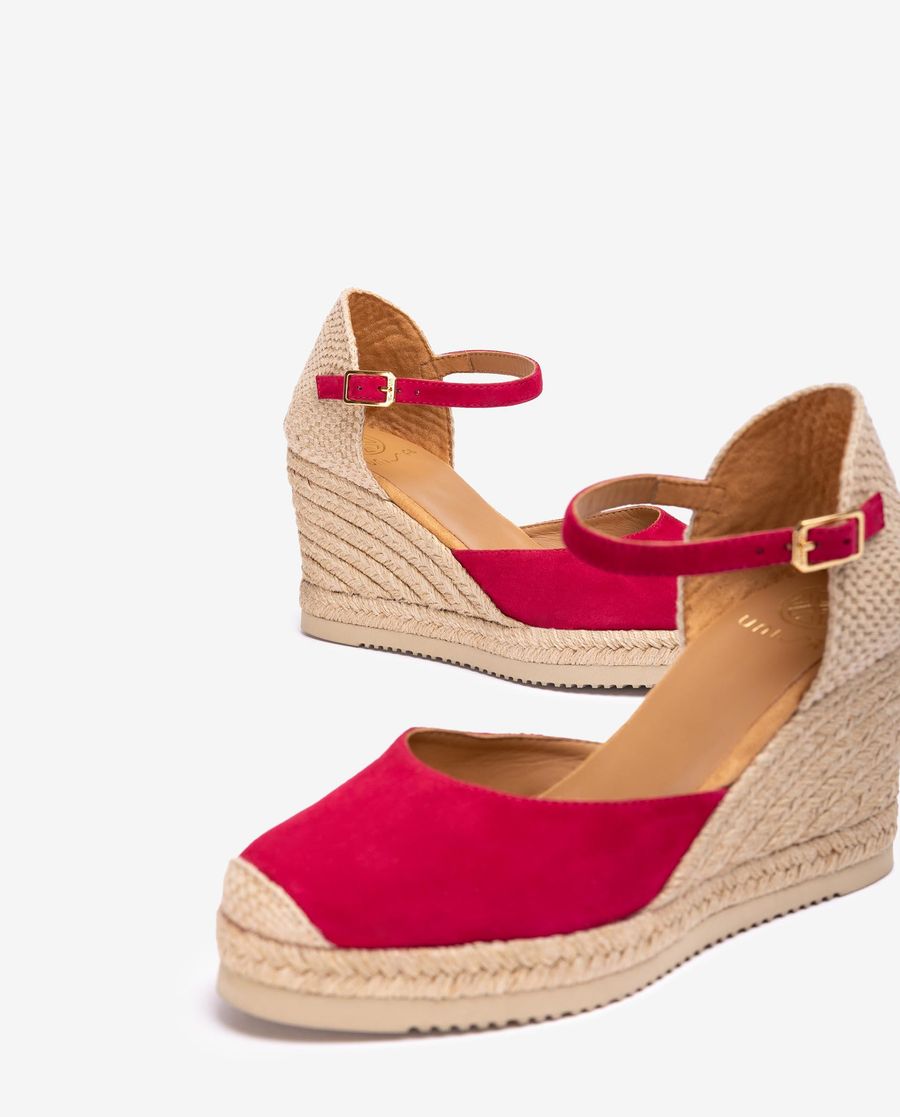 Unisa Mujer Alpargata de cuña alta en ante - Rojo