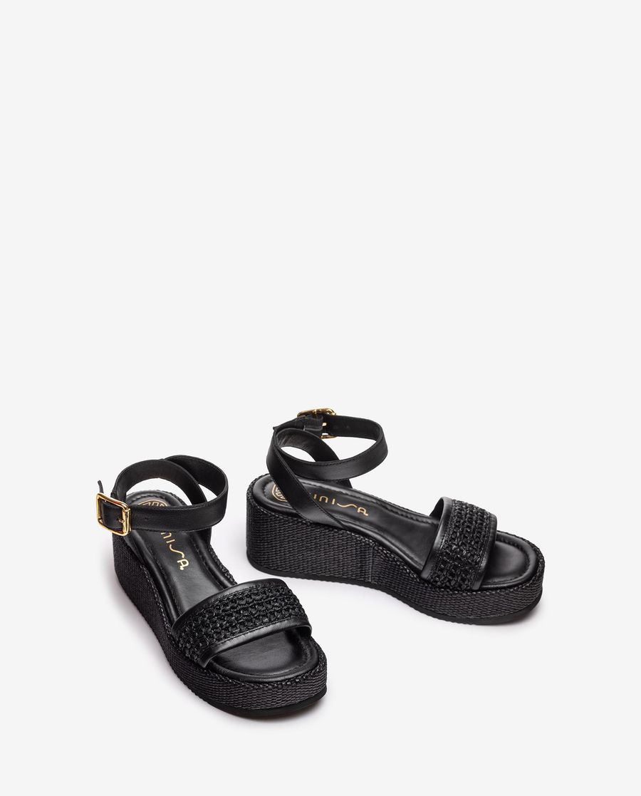 Unisa Mujer Sandalia de rafia con pulsera - Negro