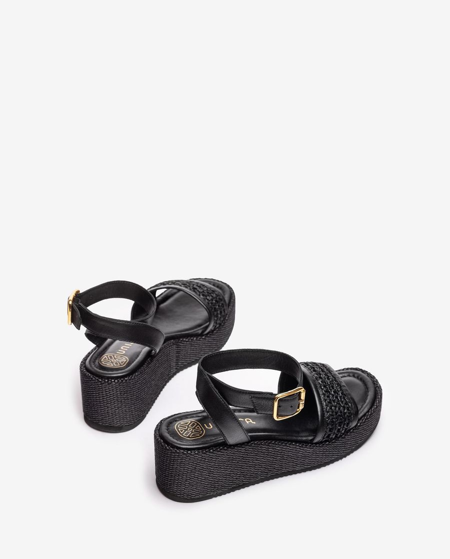 Unisa Mujer Sandalia de rafia con pulsera - Negro