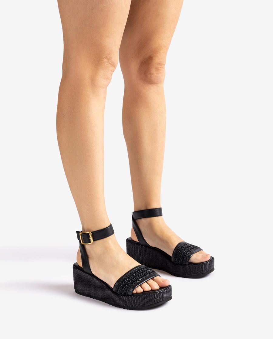 Unisa Mujer Sandalia de rafia con pulsera - Negro