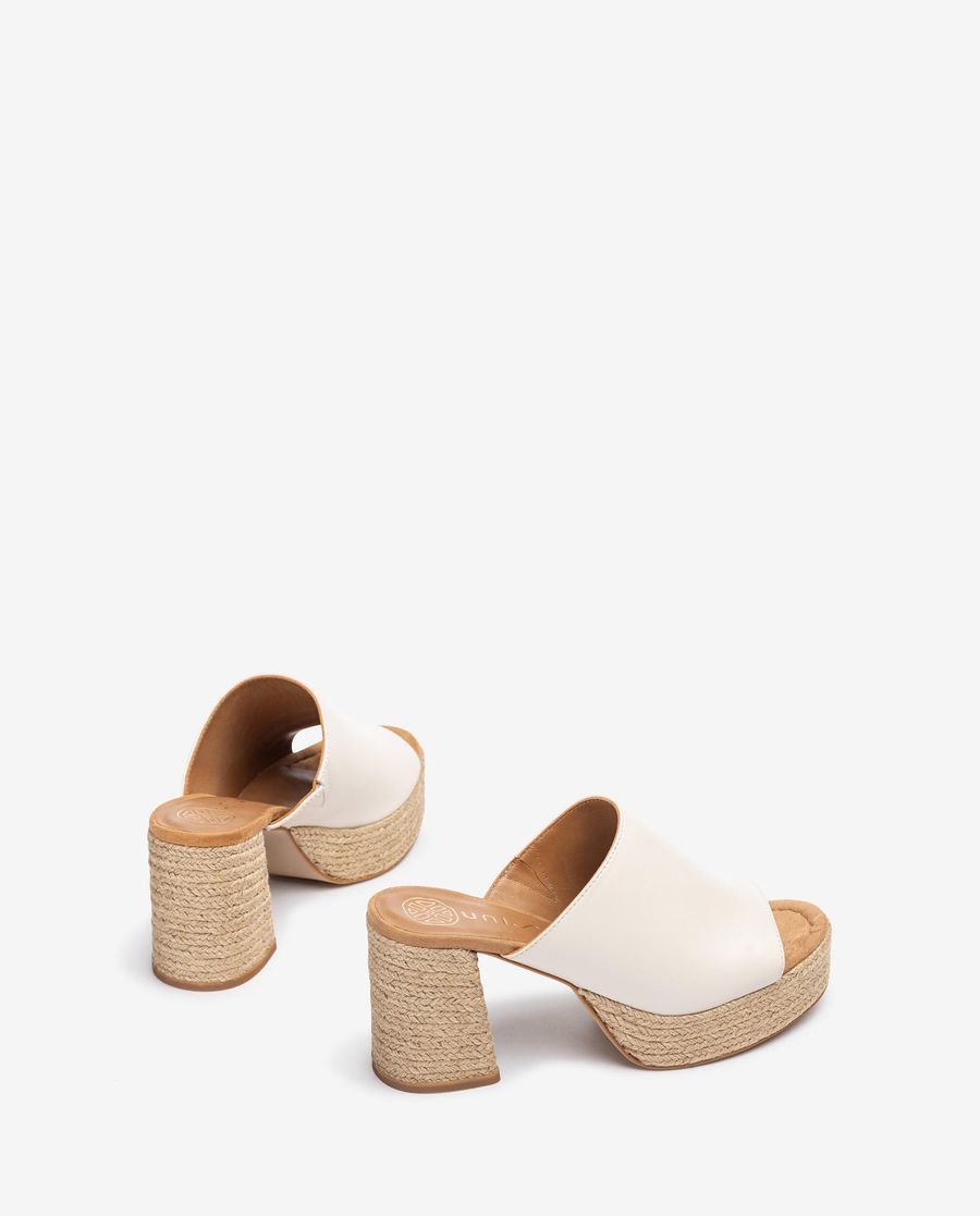Unisa Mujer Sandalia con tacón y plataforma en yute natural - Blanco