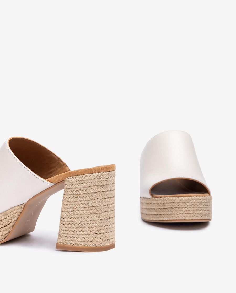 Unisa Mujer Sandalia con tacón y plataforma en yute natural - Blanco