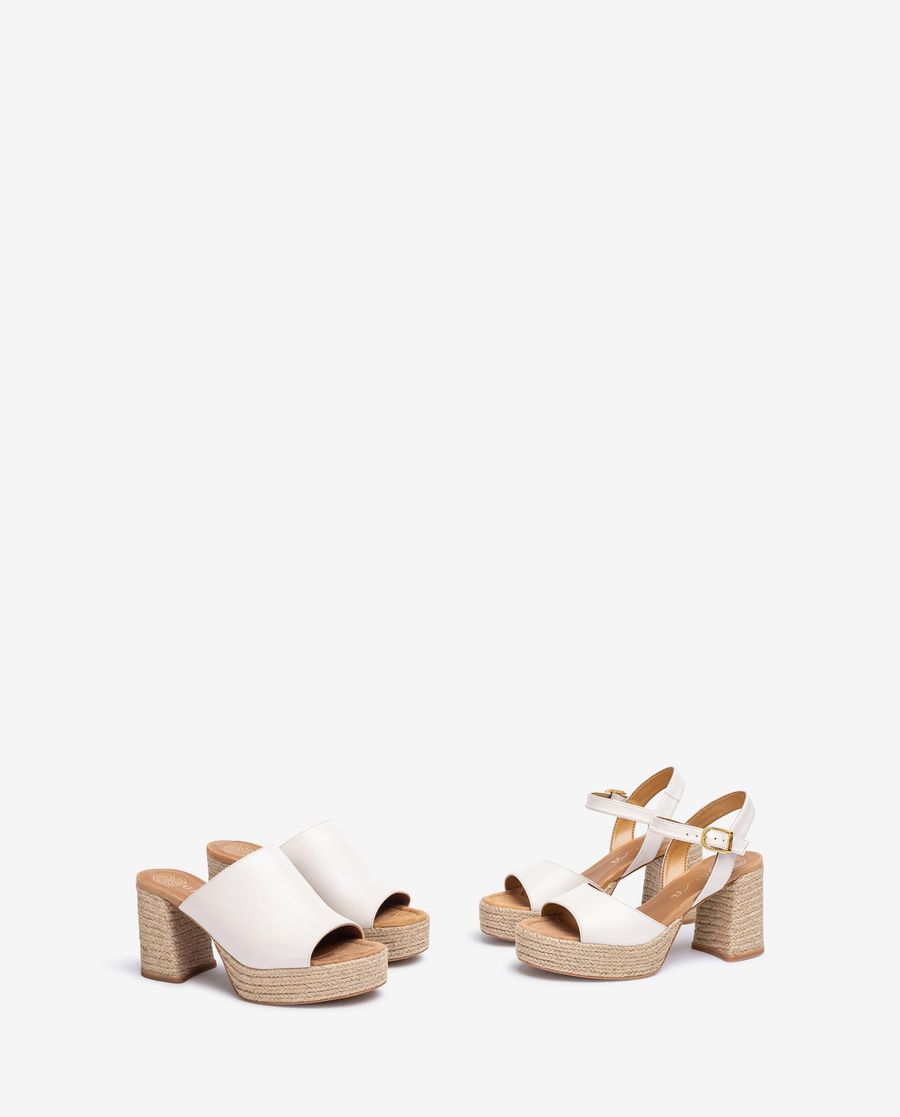 Unisa Mujer Sandalia con tacón y plataforma en yute natural - Blanco