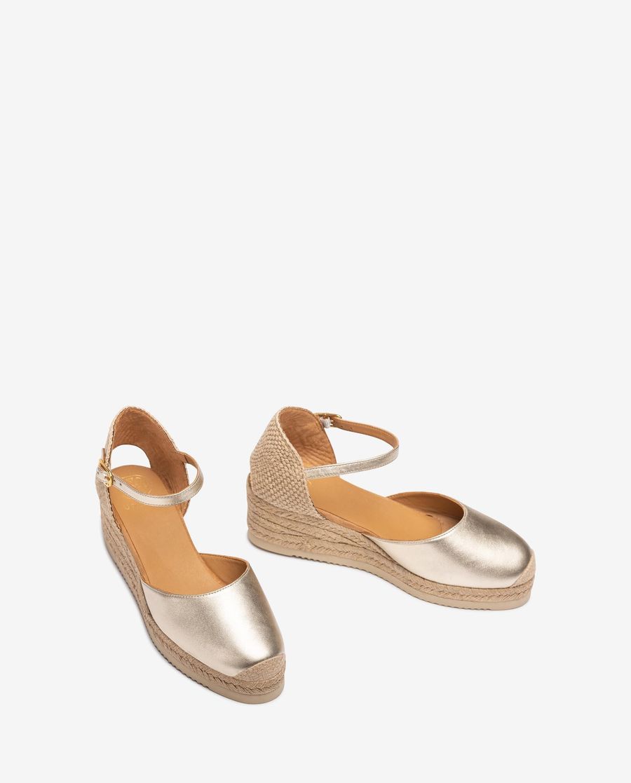 Unisa Mujer Alpargata de cuña baja metalizada - Oro