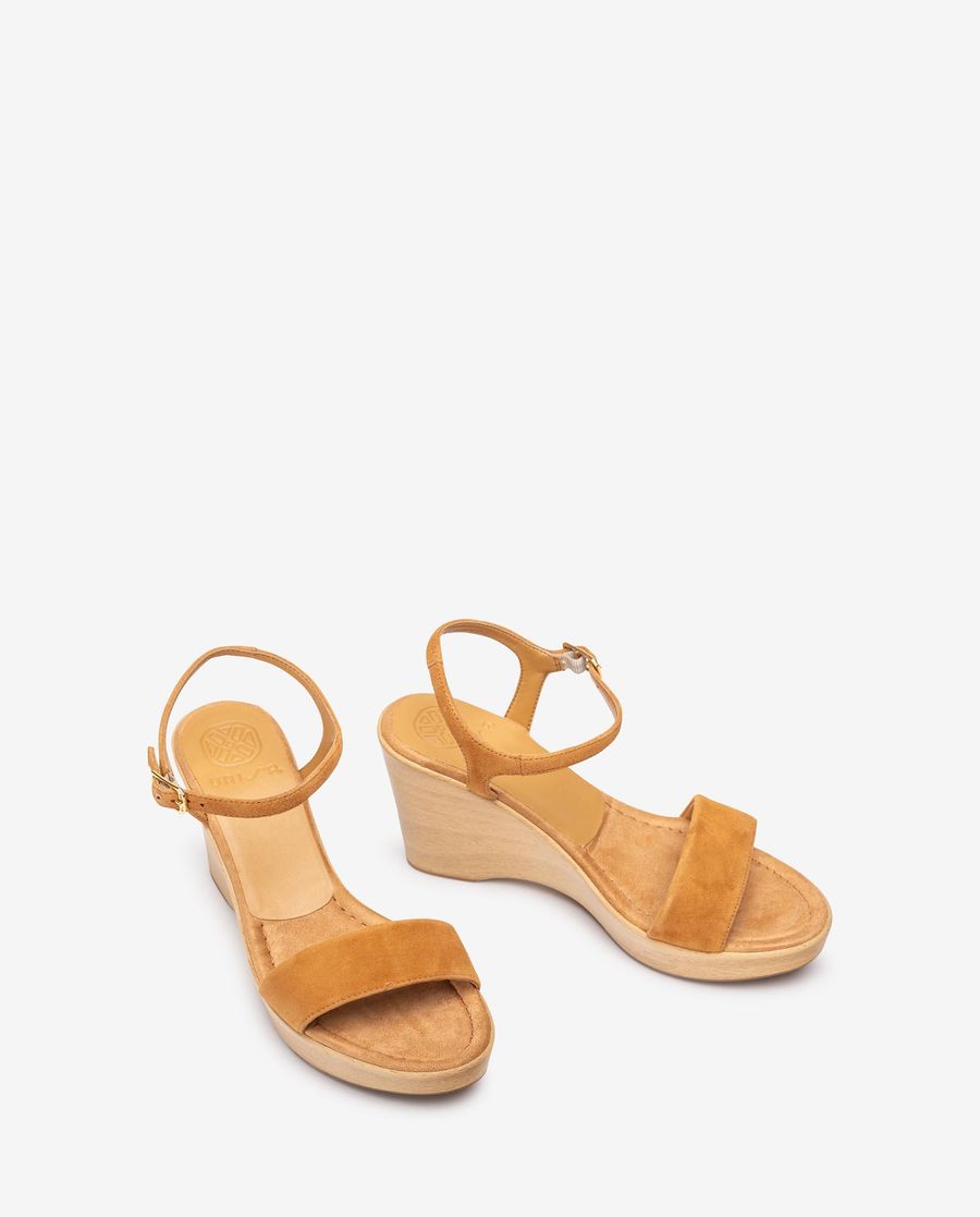 Unisa Mujer Sandalia con bloque-cuña efecto madera - Marrón