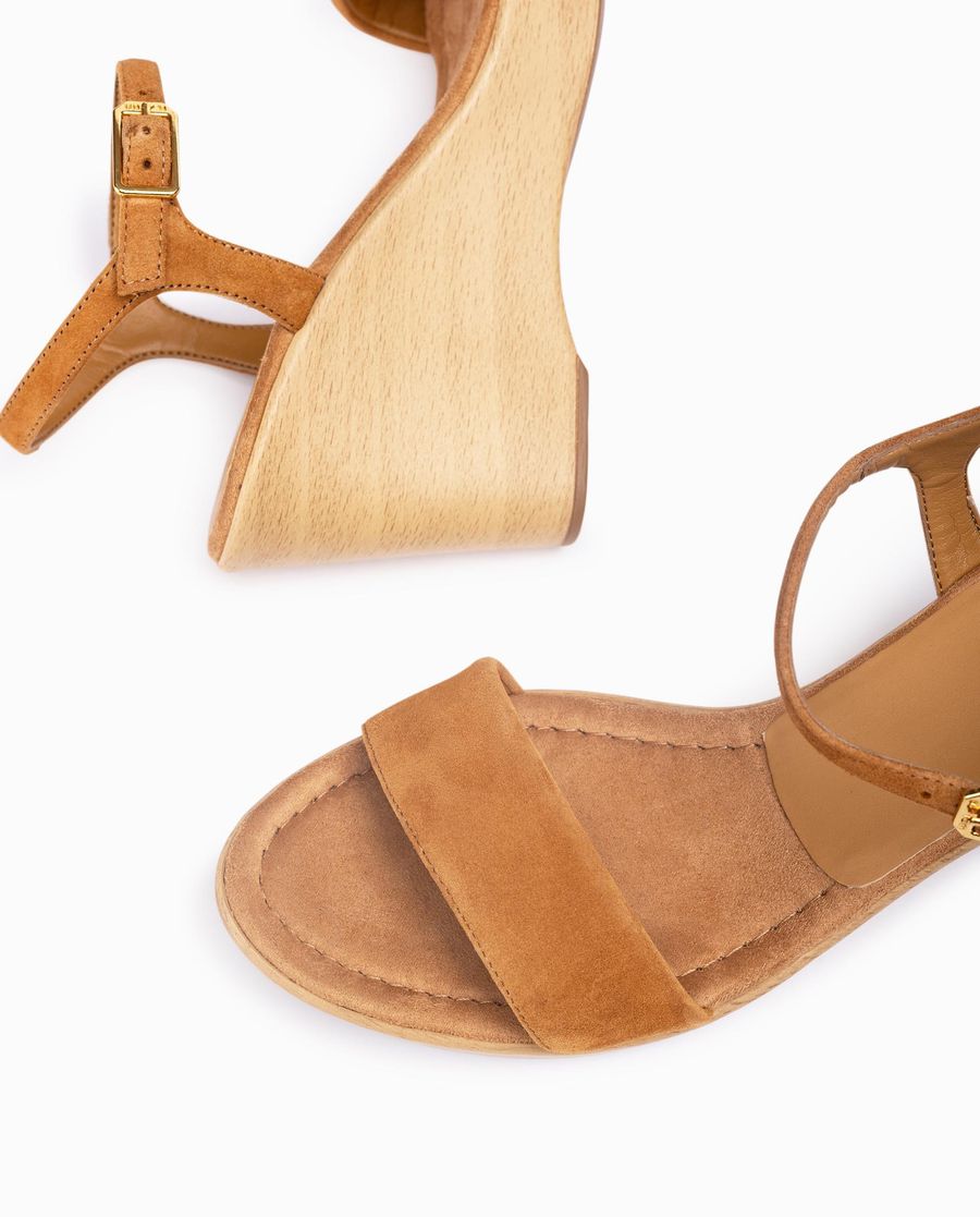 Unisa Mujer Sandalia con bloque-cuña efecto madera - Marrón