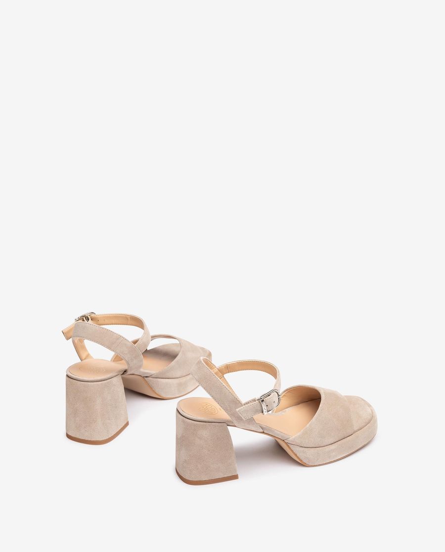 Unisa Mujer Sandalia de ante y tacón ancho - Beige