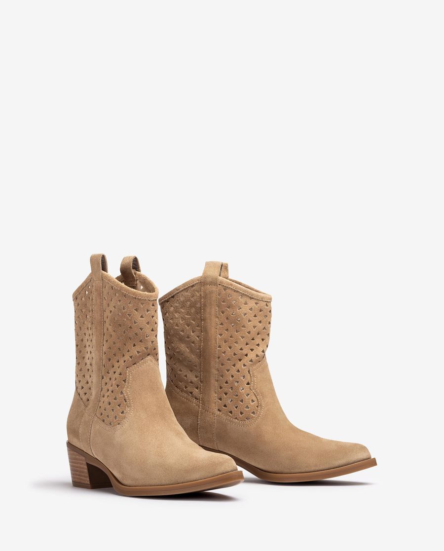 Unisa Mujer Botín cowboy con picados - Beige