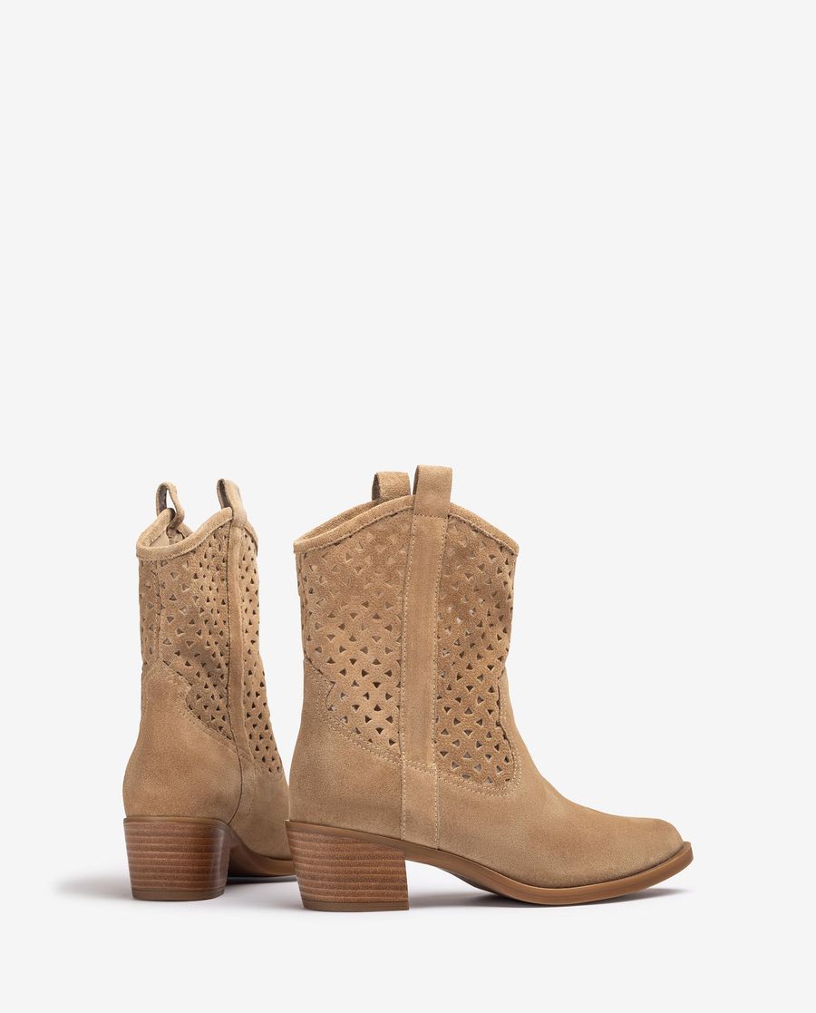 Unisa Mujer Botín cowboy con picados - Beige