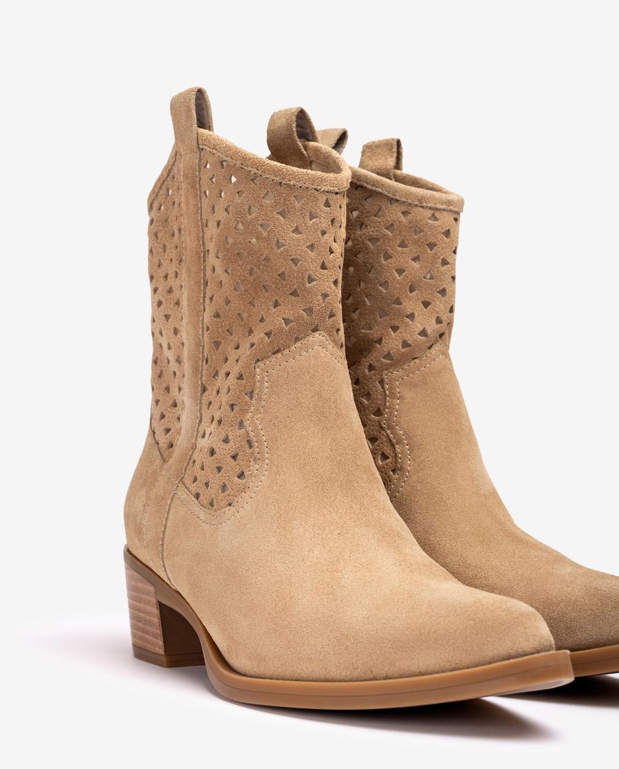 Unisa Mujer Botín cowboy con picados - Beige