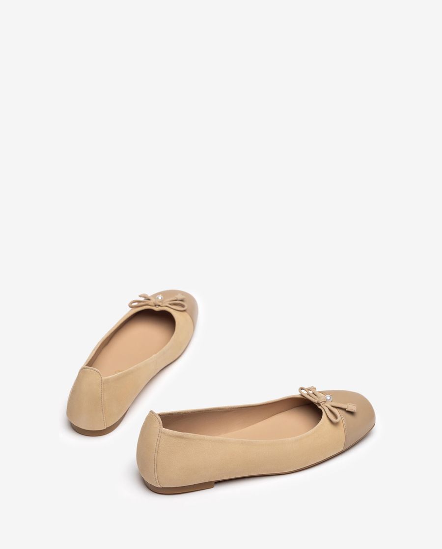 Unisa Mujer Bailarina de punta cuadrada en contraste - Beige