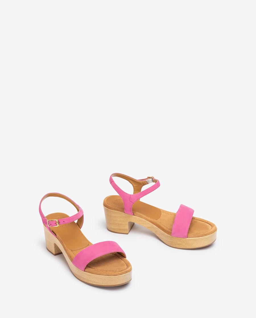 Unisa Mujer Sandalia bloque efecto madera - Rosa