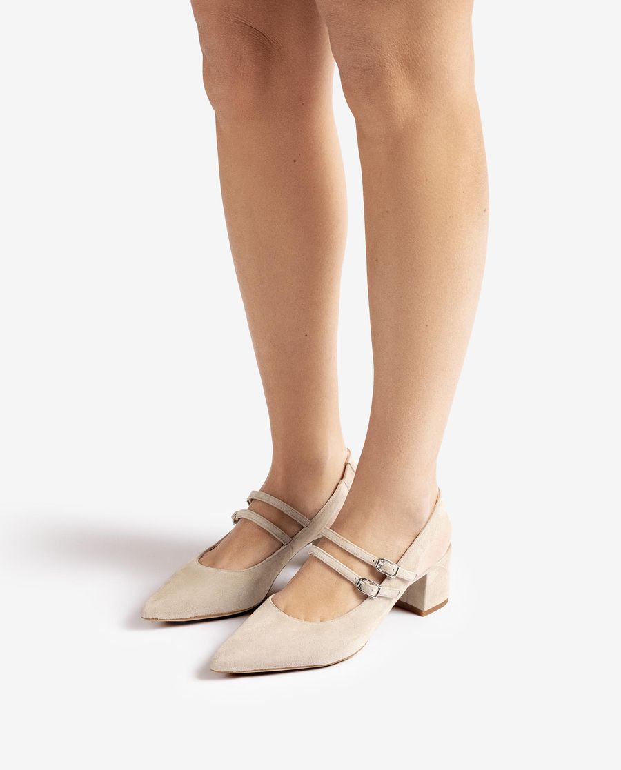 Unisa Mujer Destalonado con doble tira - Beige