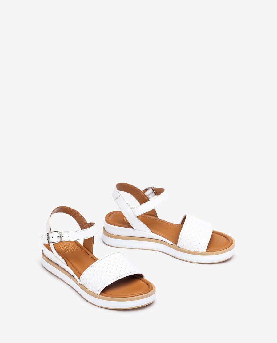 Unisa Mujer Sandalia con picados - Blanco