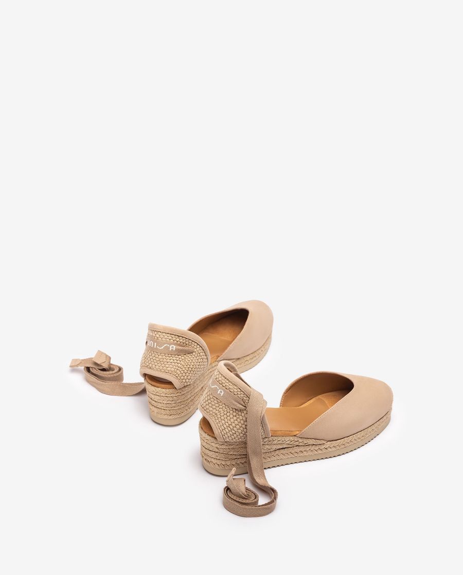 Unisa Mujer Alpargata baja con cordones - Beige