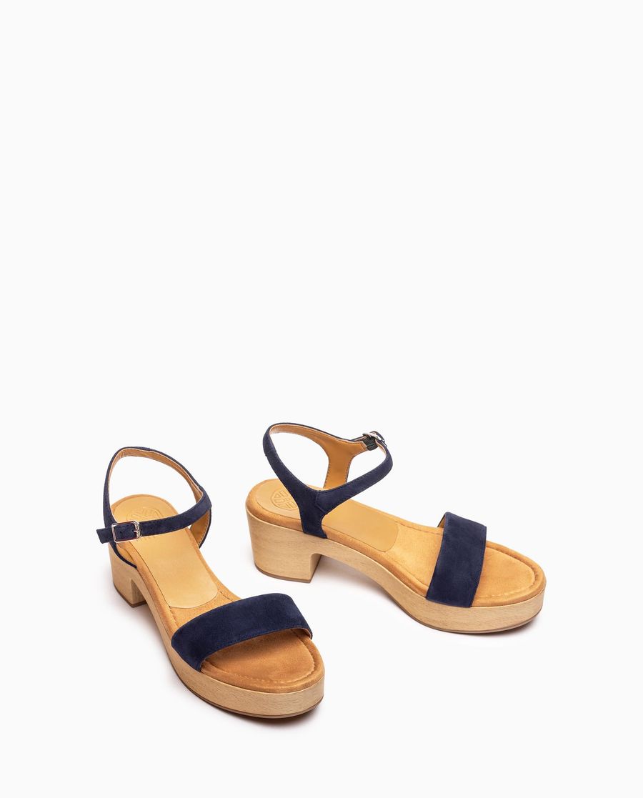 Unisa Mujer Sandalia bloque efecto madera - Azul