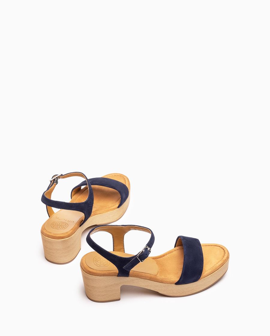 Unisa Mujer Sandalia bloque efecto madera - Azul