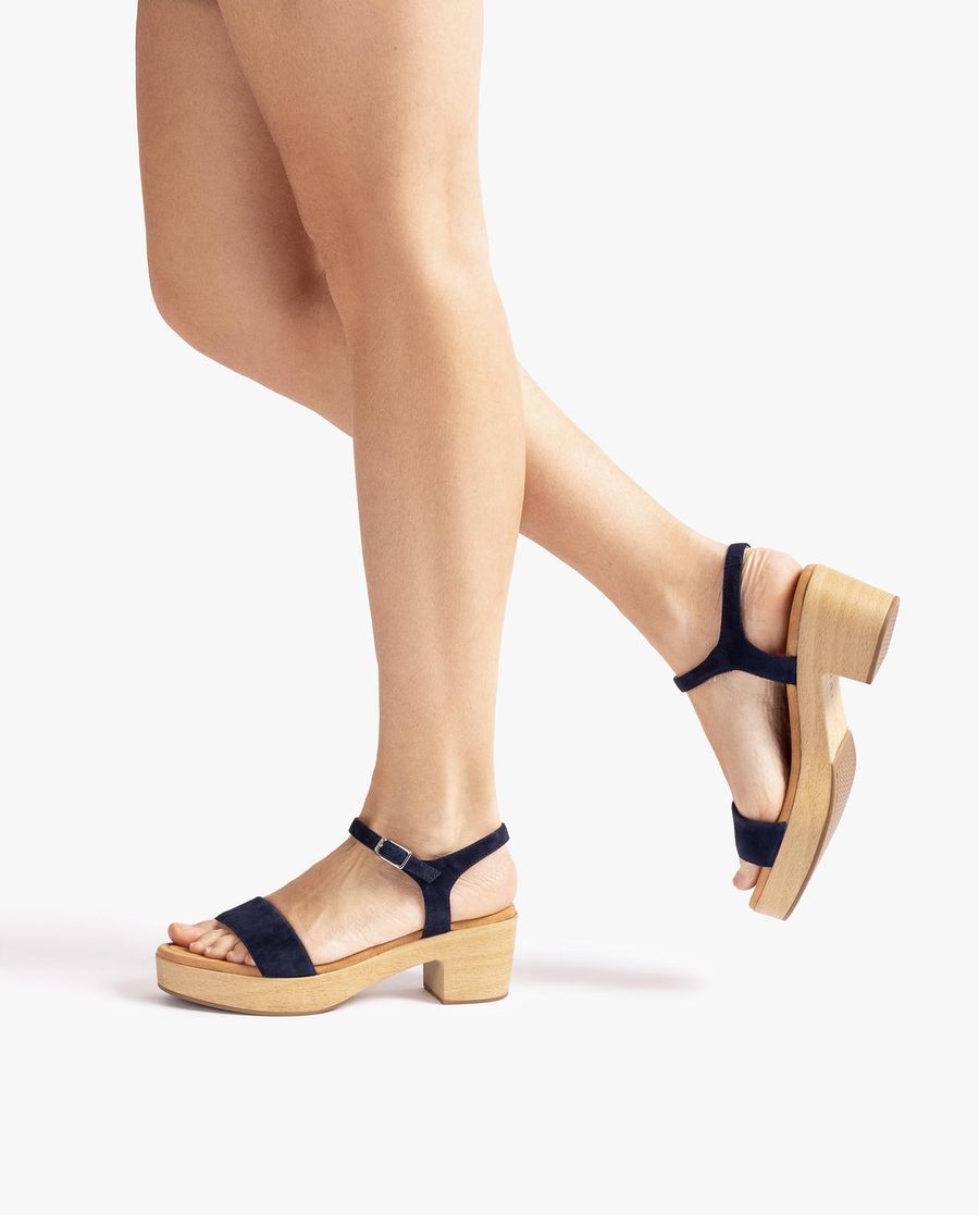 Unisa Mujer Sandalia bloque efecto madera - Azul