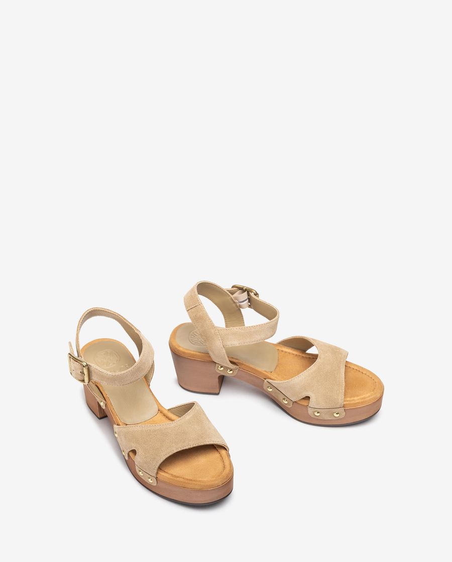 Unisa Mujer Sandalia de ante con bloque - Beige