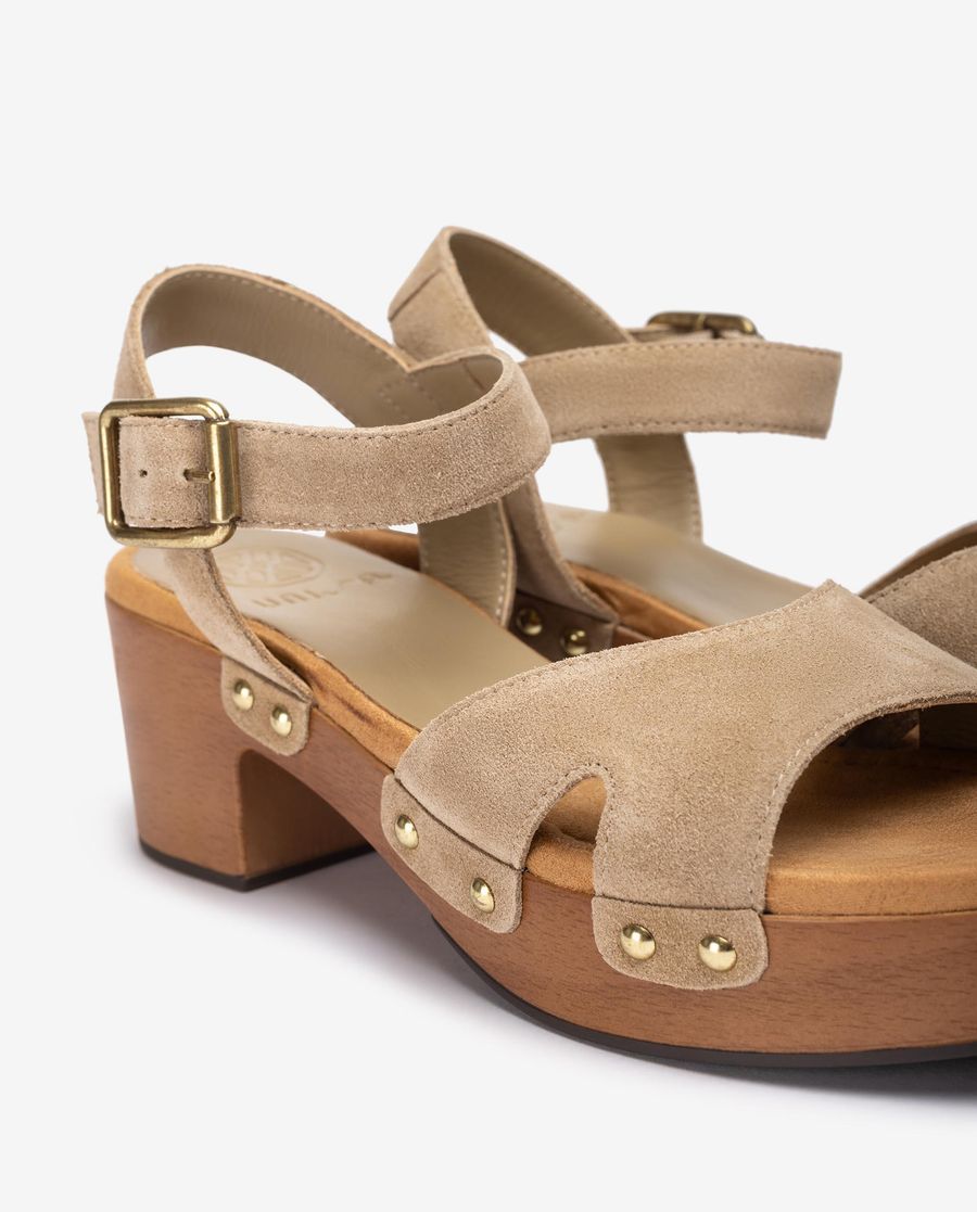Unisa Mujer Sandalia de ante con bloque - Beige