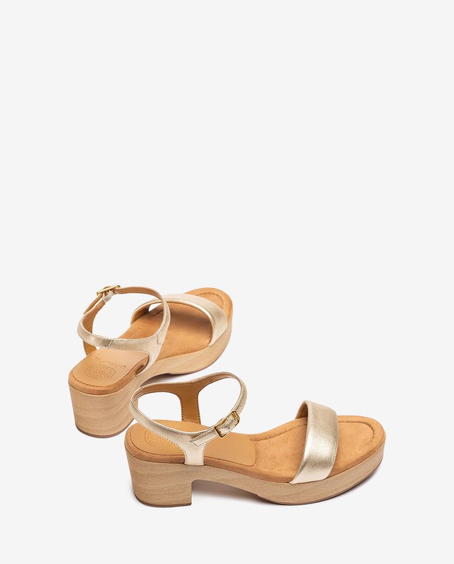 Unisa Mujer Sandalia bloque efecto madera - Oro