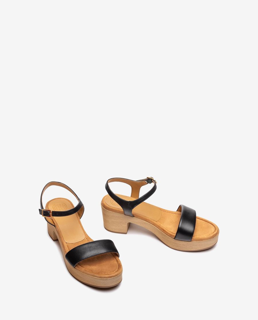Unisa Mujer Sandalia bloque efecto madera - Negro