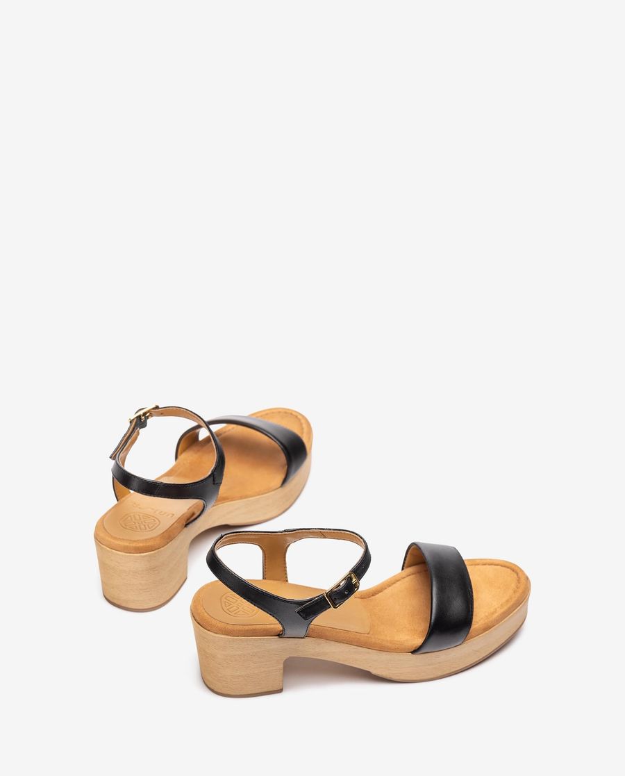 Unisa Mujer Sandalia bloque efecto madera - Negro