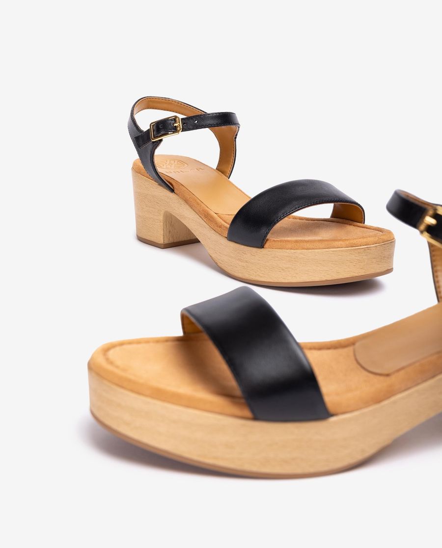 Unisa Mujer Sandalia bloque efecto madera - Negro