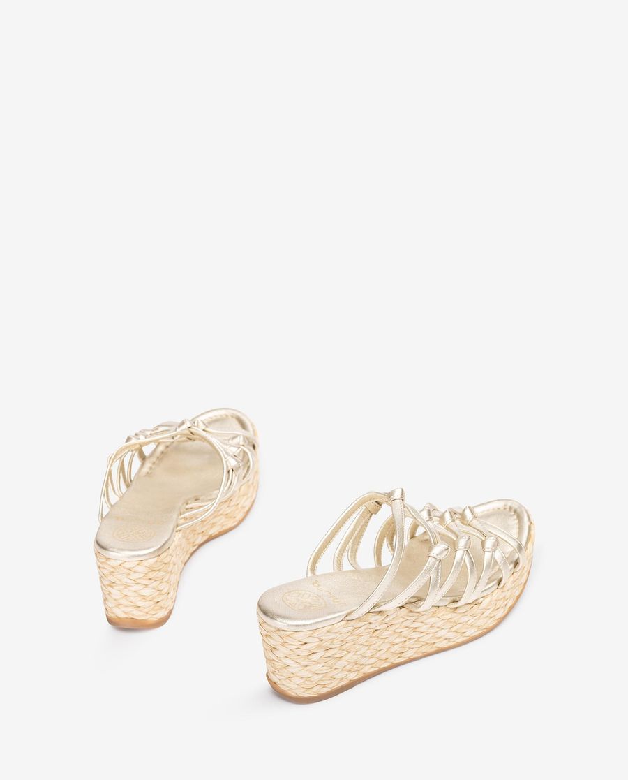 Unisa Mujer Sandalia de rafia natural y nudos - Oro