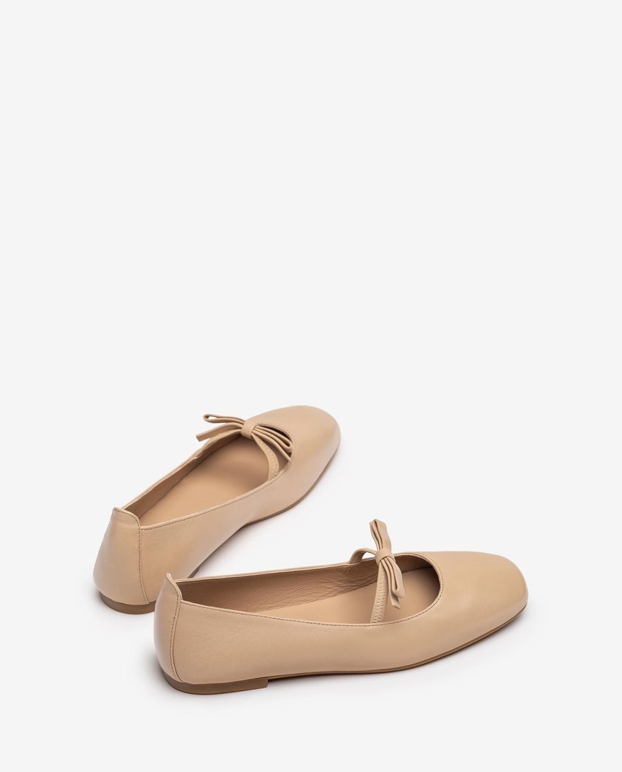 Unisa Mujer Bailarina de punta cuadrada y lazo - Beige