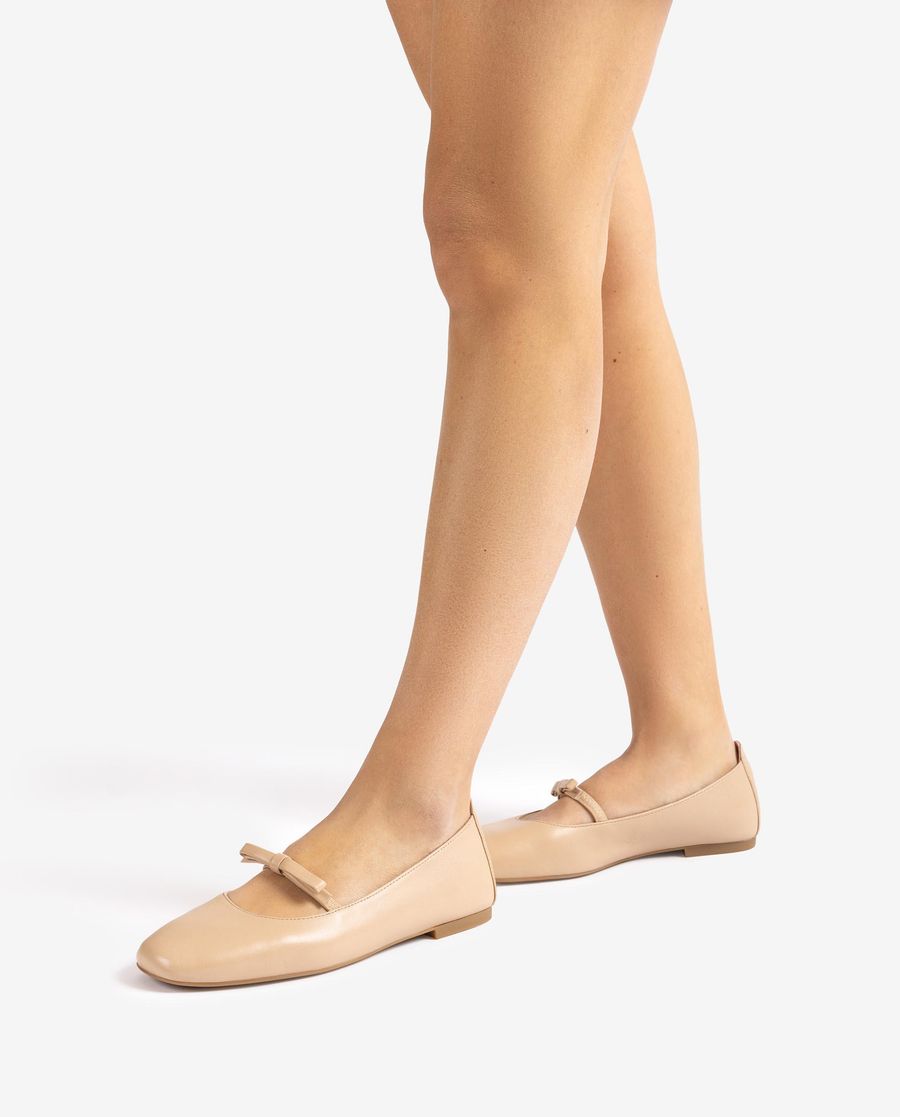 Unisa Mujer Bailarina de punta cuadrada y lazo - Beige