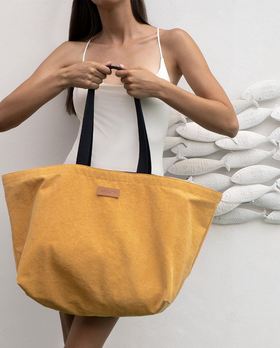 Unisa Mujer Maxi bolso de playa con tejido reciclado - Amarillo