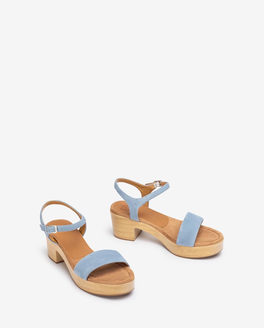 Unisa Mujer Sandalia bloque efecto madera - Azul