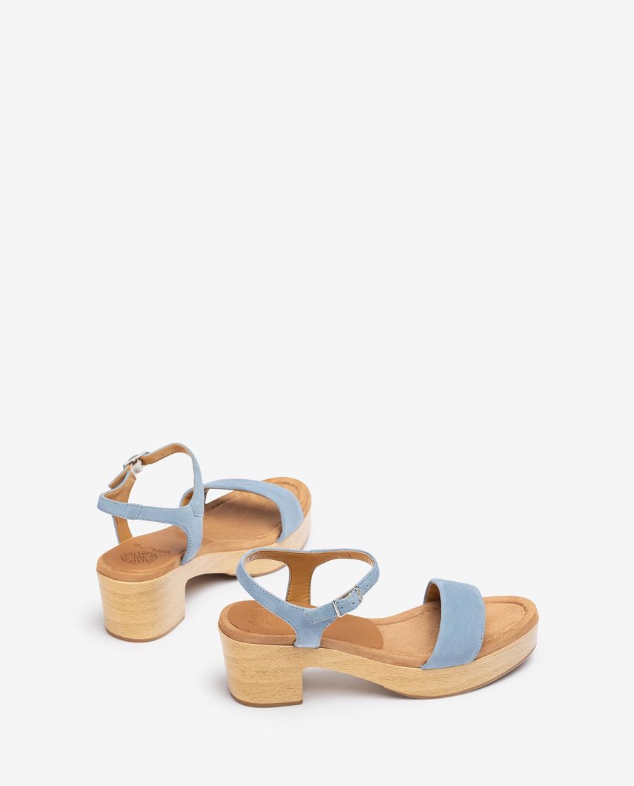 Unisa Mujer Sandalia bloque efecto madera - Azul