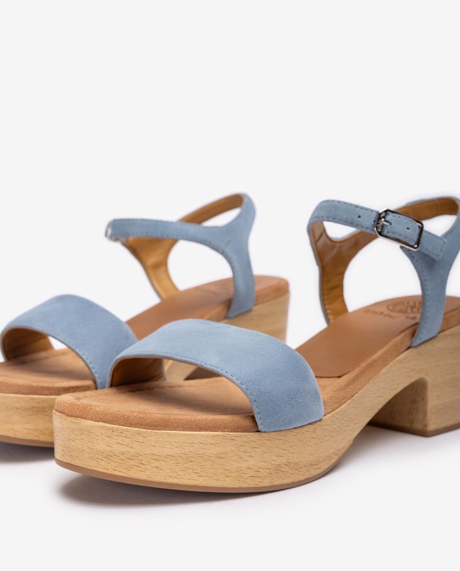 Unisa Mujer Sandalia bloque efecto madera - Azul