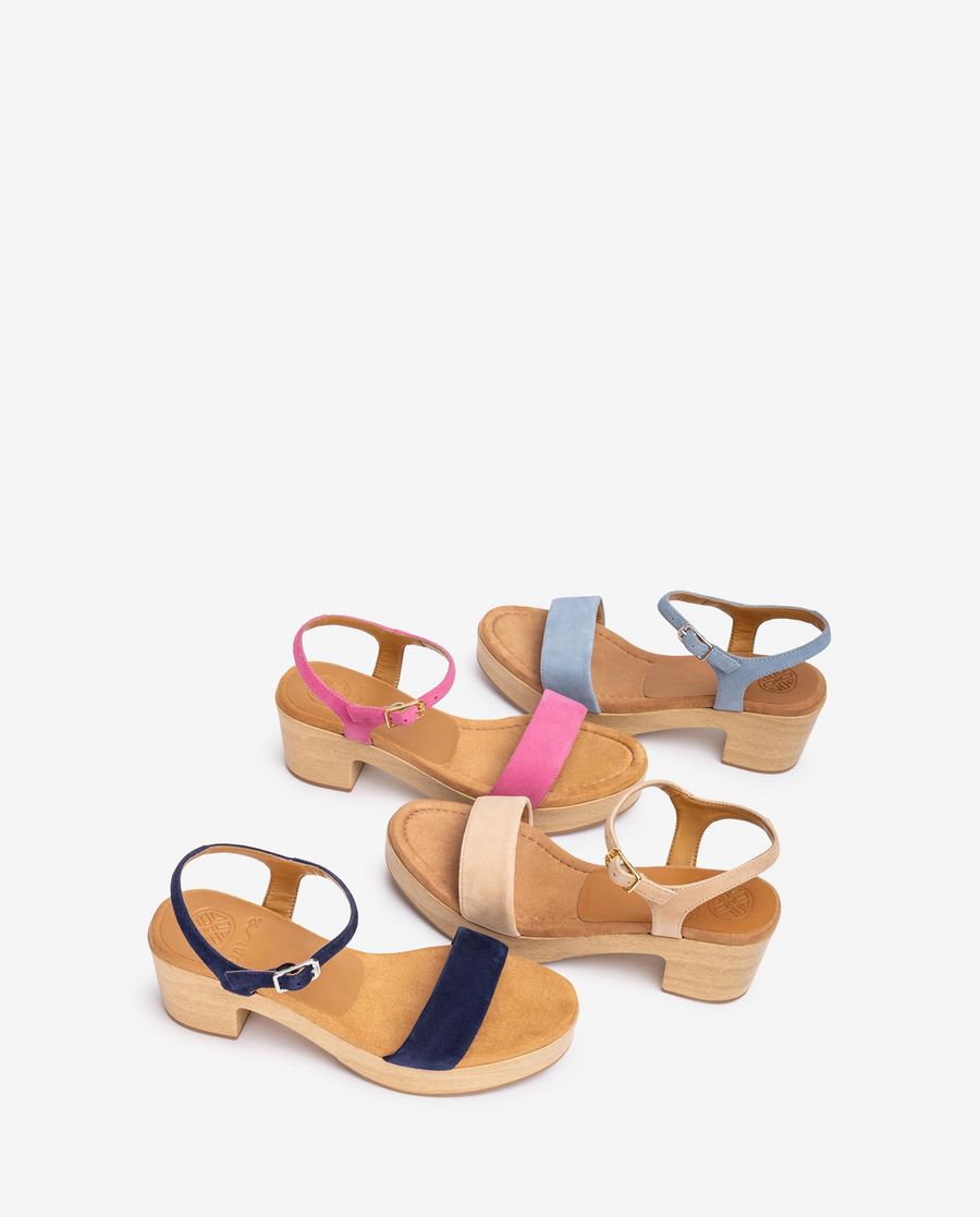 Unisa Mujer Sandalia bloque efecto madera - Azul