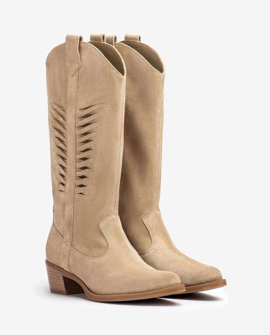 Unisa Mujer Bota cowboy con detalle en la caña - Beige