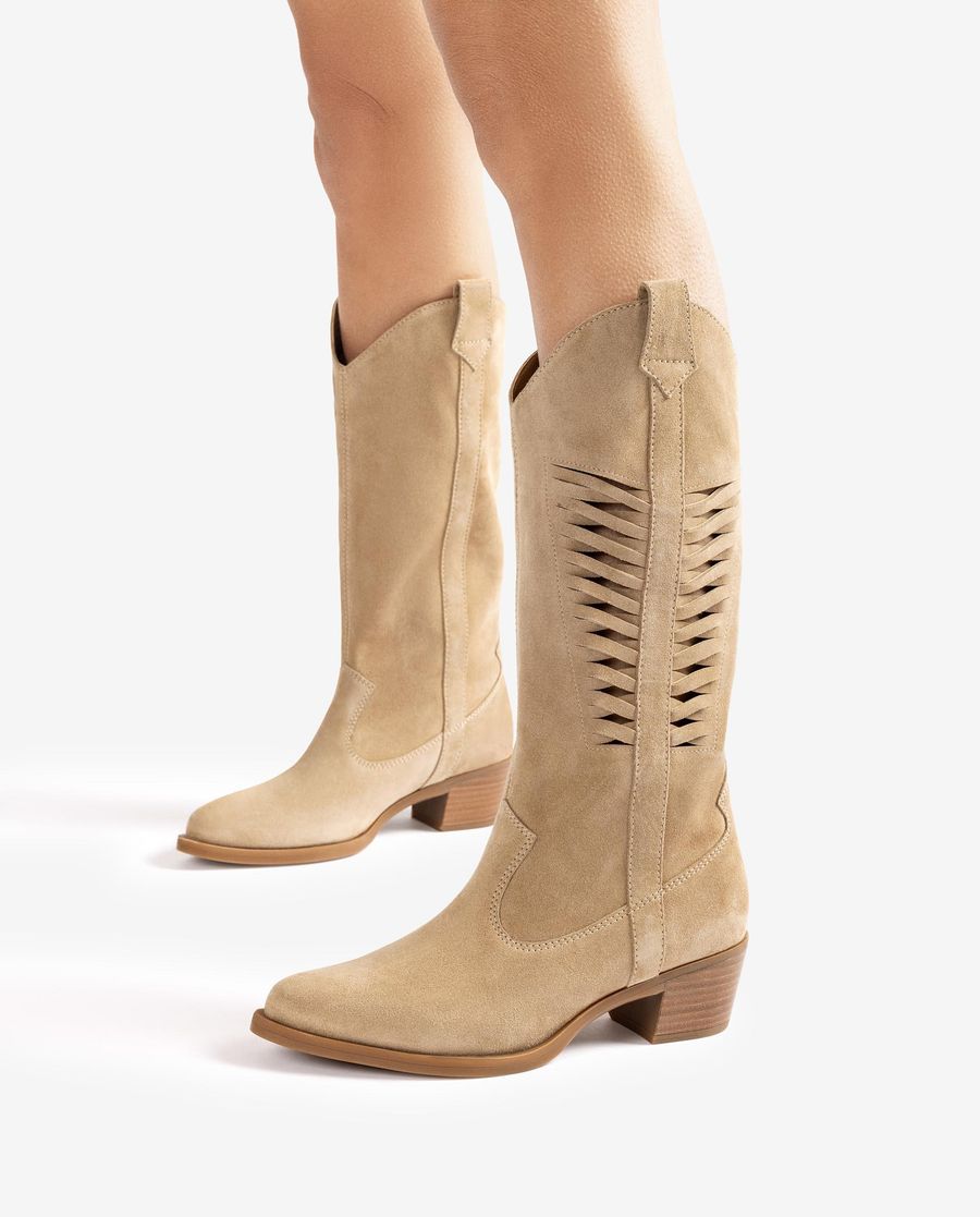 Unisa Mujer Bota cowboy con detalle en la caña - Beige