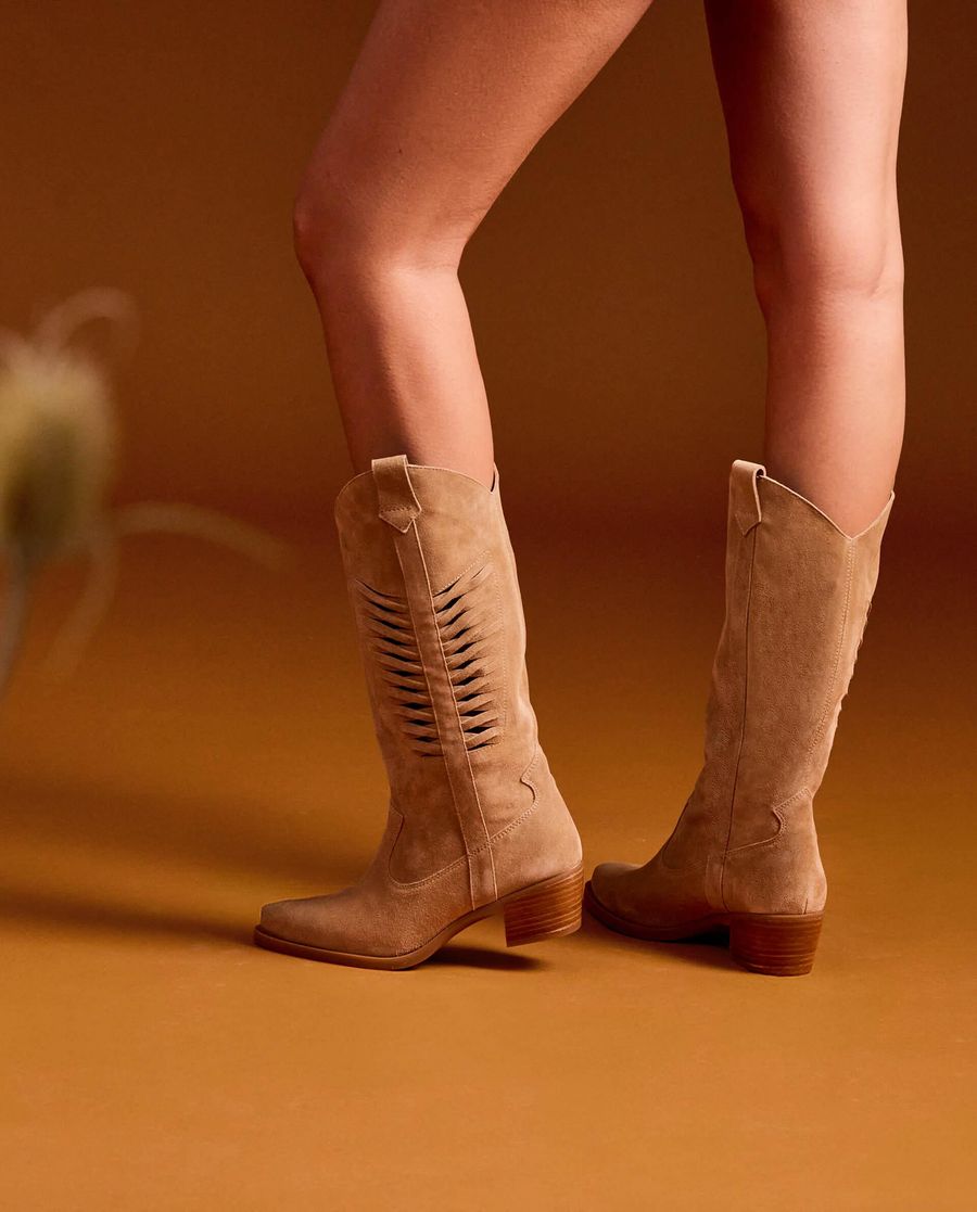 Unisa Mujer Bota cowboy con detalle en la caña - Beige
