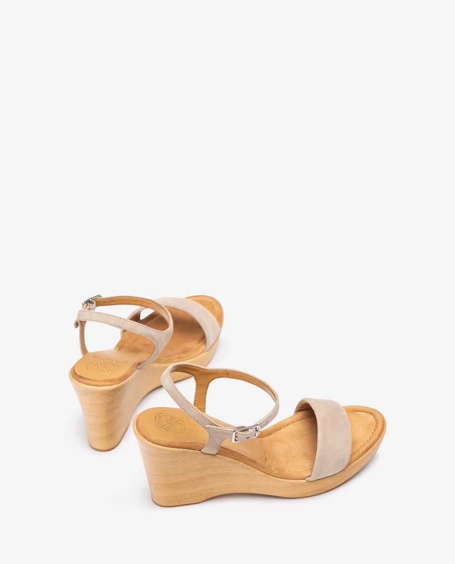 Unisa Mujer Sandalia con bloque-cuña efecto madera - Beige