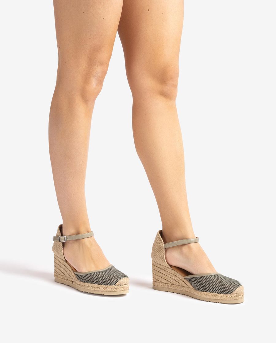 Unisa Mujer Alpargata con rejilla y piel - Verde