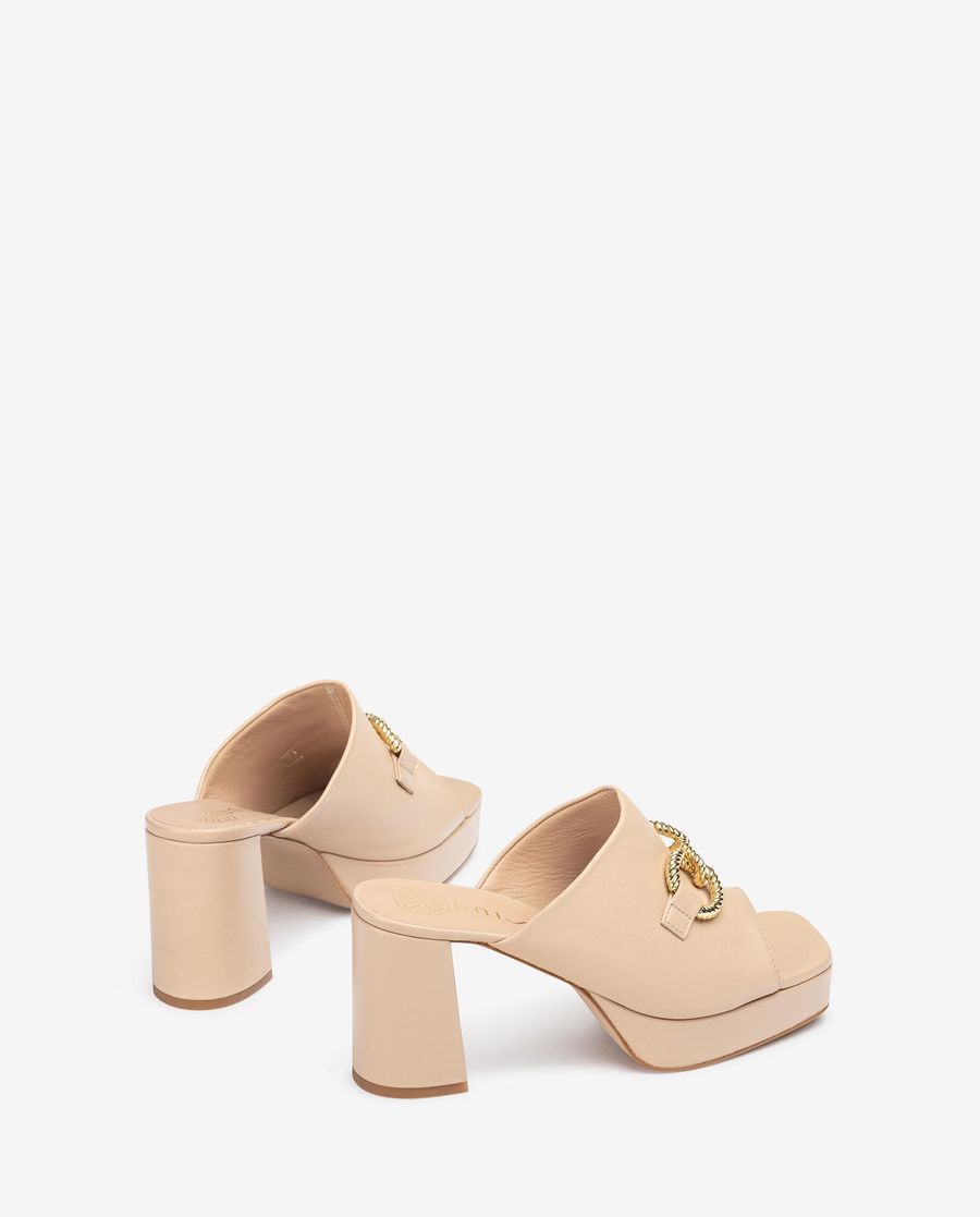 Unisa Mujer Sandalia de piel con adorno - Beige