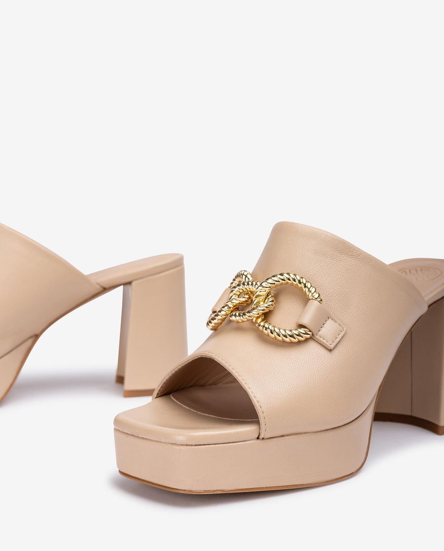 Unisa Mujer Sandalia de piel con adorno - Beige