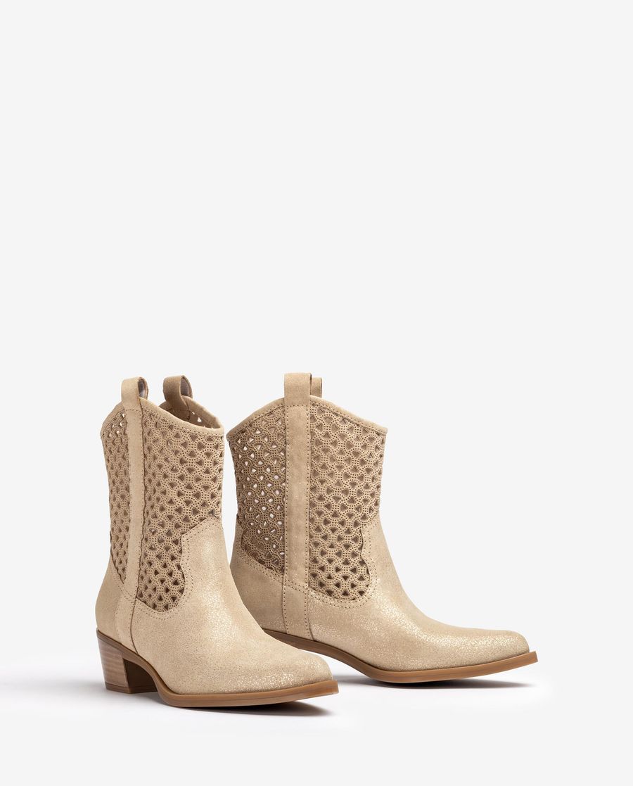 Unisa Mujer Botín cowboy con picados - Oro