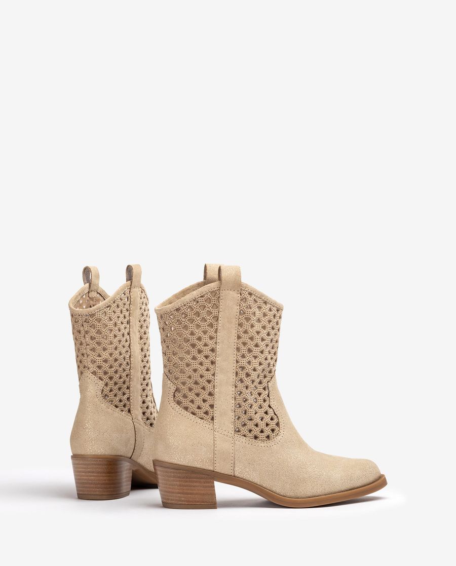 Unisa Mujer Botín cowboy con picados - Oro